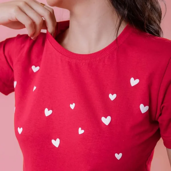 T-Shirt - Corações (Alto Relevo) - Vermelho
